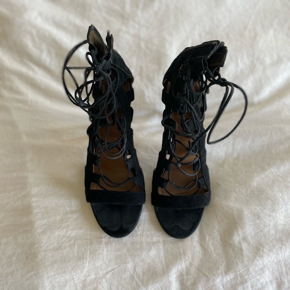 Aquazzura Amazon 105 Suede Black Heels - Picture 2 of 4